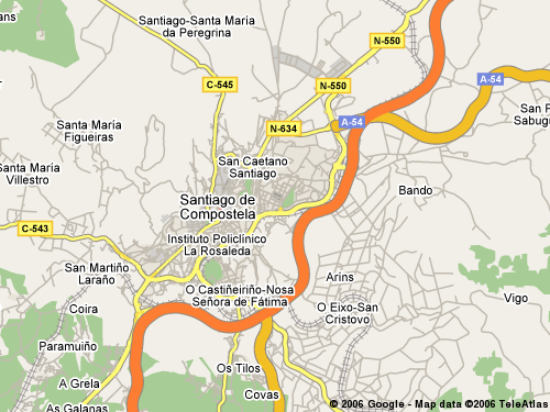 Santiago de Compostela en GoogleMaps